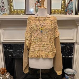 Free People Off-the-Shoulder Sweater in Yellow and Cream